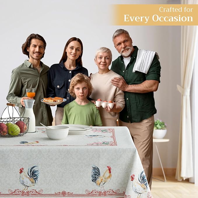 Maison d' Hermine Table Cloth Square Table 100% Cotton 54 x 54 Inches Tablecloth Reusable Decorative for Dining Room Farmhouse Home Valentines Day Decorations Spring Summer - Campagne