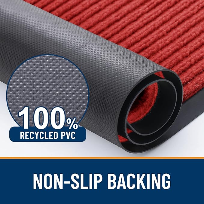 OLANLY Front Door Mat Indoor Outdoor Entrance, Waterproof Heavy Duty Doormat, Fade Resistant, Low Profile, Easy Clean Patio Porch Welcome Floor Mats for Entry, 59x30, Red