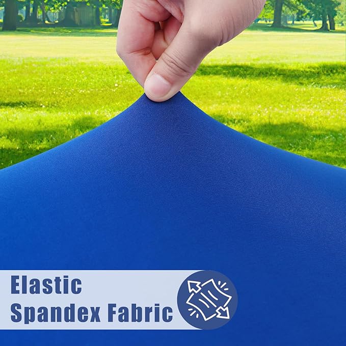 Round Spandex Tablecloth 2 Pack, Elastic Fitted Waterproof Tablecloths for 36"-44" Tables, Stretch Washable Picnic Table Cover for Camping, Dining, Indoor and Outdoor, Blue