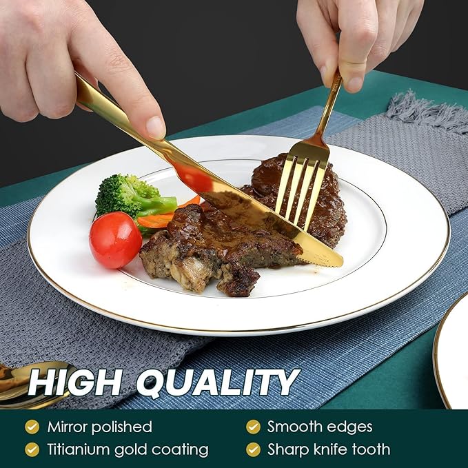 Vintage Rose Gold Silverware Flatware Set for 16, European Classic Style 64 Pieces Stainless Steel Tableware Cutlery Set,Fine Kitchen Utensils for Wedding Restaurant Hotel Christmas
