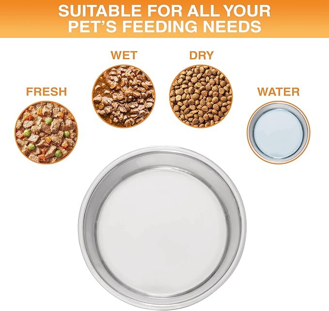 Neater Pet Brands Stainless Steel Dog Bowls with Non-Slip Rubber Bottom – Set of 2, 4 Cup (32 oz), Gray - Heavy Duty Metal Dog Bowl, Dishwasher Safe, Food or Water Bowl, Ideal for Medium Dogs