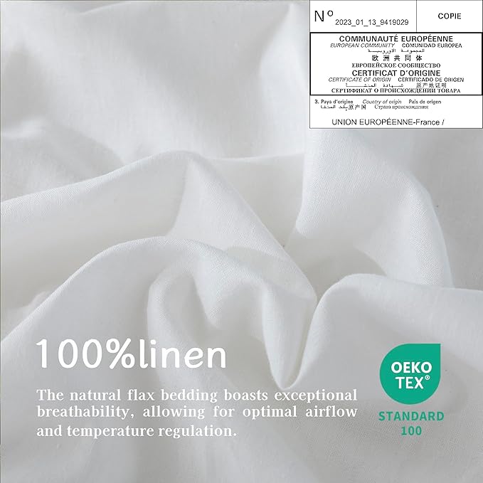 EVERLY 100% Pure Linen Round Tablecloths 108Inch Round Machine Washable Tablecloth for Thanksgiving,Decorative Halloween,Buffet Parties,Picnic,Events,Weddings and Restaurants-White