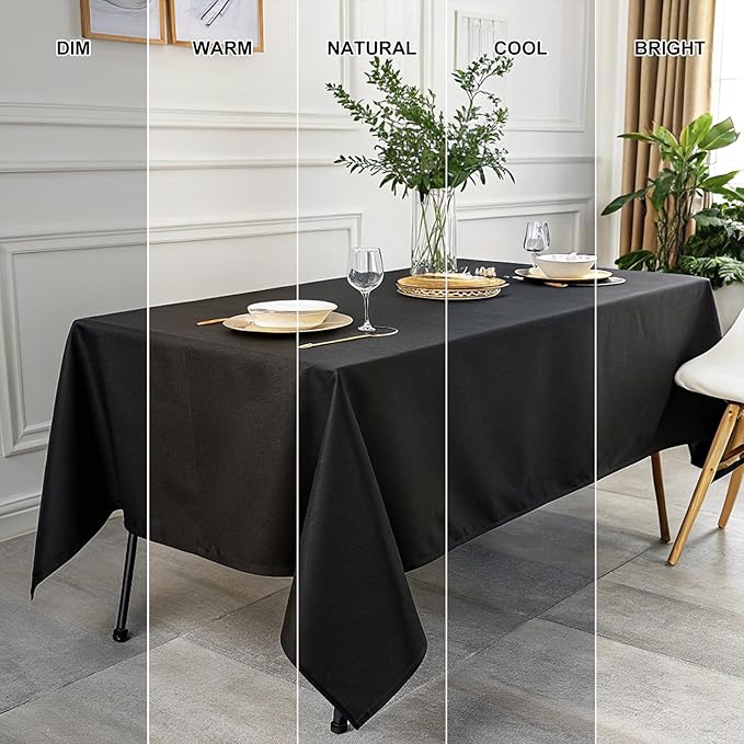 Smiry Square Table Cloth, Waterproof Anti-Scratch Polyester Tablecloth, Decorative Washable Fabric Table Cover for Dining, Buffet, Parties and Outdoor, 54x54, Black