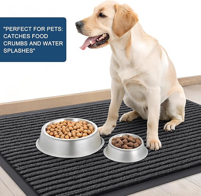 OLANLY Front Door Mat Indoor Outdoor Entrance, Waterproof Heavy Duty Doormat, Fade Resistant, Low Profile, Easy Clean Patio Porch Welcome Floor Mats for Entry, 47x34, Charcoal Grey