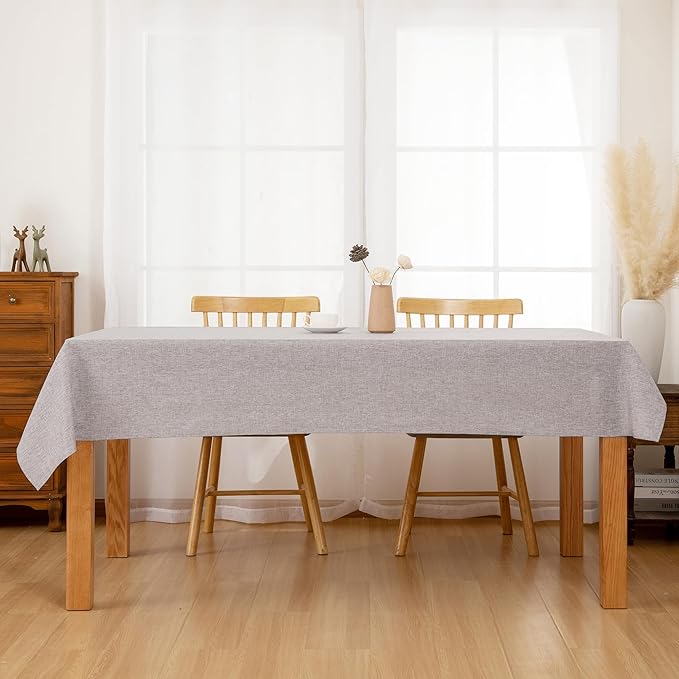 Hiasan Faux Linen Rectangle Tablecloth - Wrinkle and Stain Resistant Washable Table Cloth for Kitchen Dining Room Holiday Table Cover for Party Dinner, Stone, 70 x 108 Inch