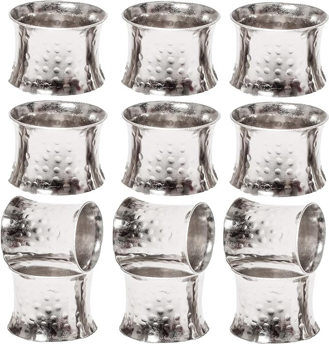 CLEENTABLE Farmhouse Napkin Rings Metal Spiral Napkin Rings -12 Pcs, Handcrafted Napkin Holders Buckles for Family Dinner, Christmas, Wedding, Party, Table Decorations (Silver)