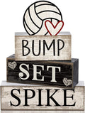 4 Pcs Volleyball Table Decorations Volleyballs Tiered Tray Decor Wooden Sign Centerpiece Farmhouse Decorative Faux Book Stack Block for Room Shelf Coffee Table Fireplace Mantel Shelf