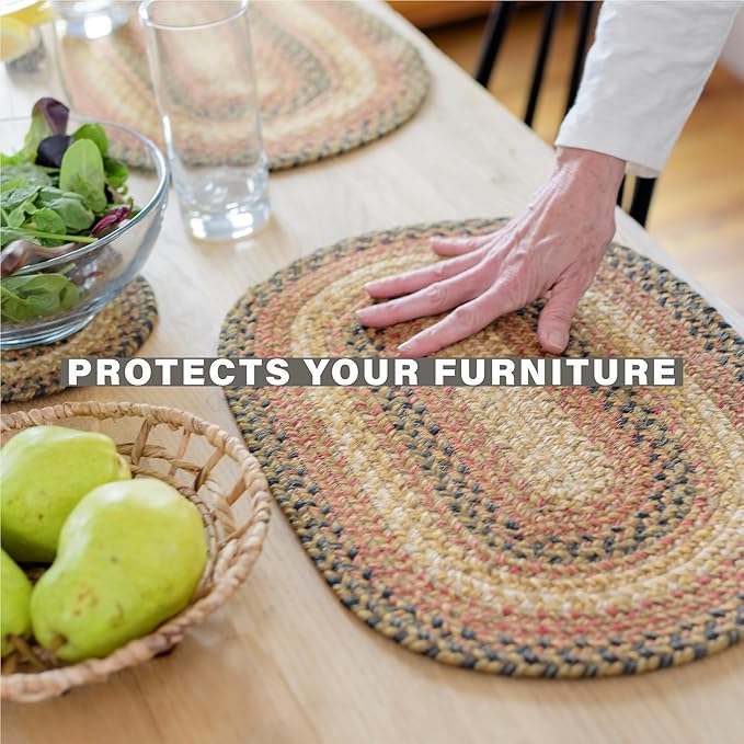 Homespice Russet Braided Oval Table Runner, Warm Country Decor, Multicolor 11x36 - Jute Dining Table Accessories - Rich Colors, Easy to Clean, Durable and Protects Furniture