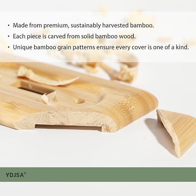 Combination Switch & Outlet Cover Solid Bamboo for Toggle and Duplex Decorative Wall Plate