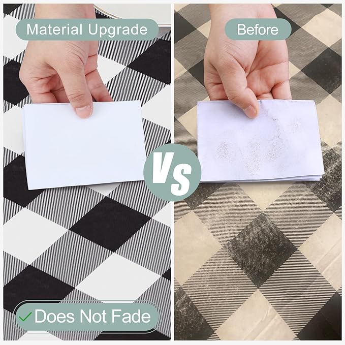 misaya 2 Pack Waterproof Vinyl Table Cloth, Buffalo Flannel Backed Tablecloth, Wipeable Plastic Table Cover for Dinner, Kitchen, Outdoor (52" x 70", Black and White)