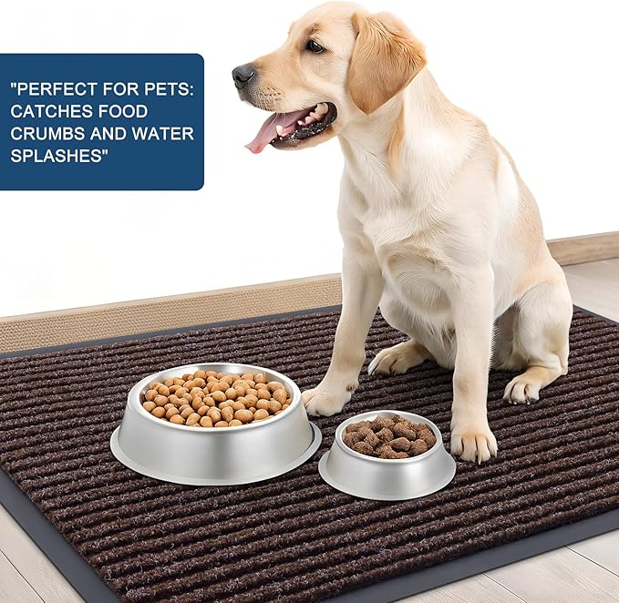OLANLY Front Door Mat Indoor Outdoor Entrance, Waterproof Heavy Duty Doormat, Fade Resistant, Low Profile, Easy Clean Patio Porch Welcome Floor Mats for Entry, 35x23, Tan