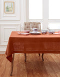 Solino Home Linen Cinnamon Tablecloth 52 x 52 Inch - 100% Pure Linen Square Table Throw - Classic Hemstitch, Machine Washable Table Cloth