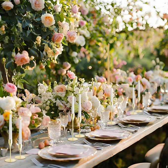 Gold Taper Candle Holders for Wedding Table Centerpiece,Tall Taper Candlestick Holders Bulk Set of 6,Metal Candle Stick Holder for Table or Mantel Centerpiece,Dinning,Festival,Party Home Decor