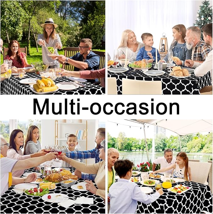Smiry Square Tablecloth, Waterproof Vinyl Tablecloths with Flannel Backing for Square Tables, Wipeable Spillproof Plastic Tablecloth for Dining, Camping, Indoor and Outdoor (60"x60", Black)