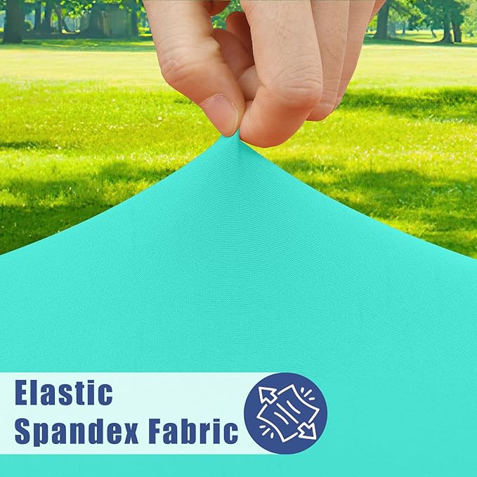 Spandex 8 Foot Rectangle Table Cloth 2 Pack, Elastic Fitted Tablecloths for Picnic, Stretch Washable Patio Table Cover for Outdoor, Camping, Banquet and Parties(Aqua Blue, 30"x96")