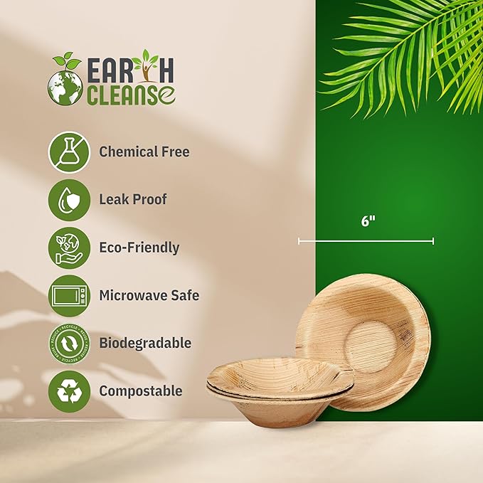 6" Round Areca Palm Leaf Bowl, 500 Pack