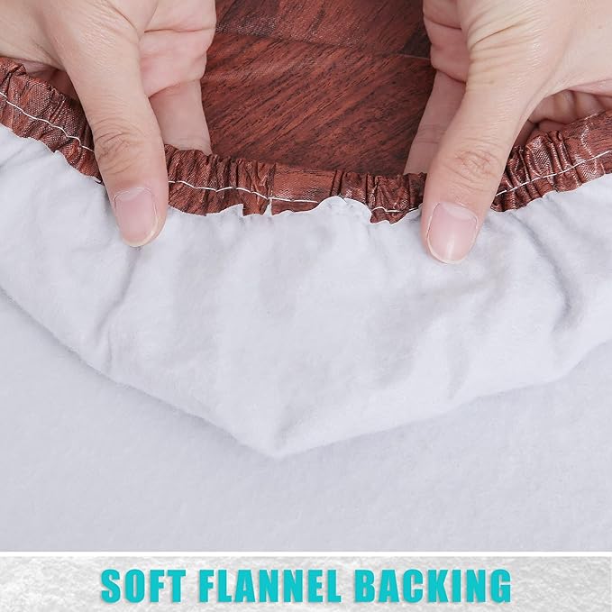 Smiry Rectangle Table Cloth Cover, Waterproof Elastic Fitted Picnic Tablecloth for 4 Foot Tables, Wipeable Flannel Backed Vinyl Tablecloths for Camping, Dining, Outdoor (Reddish Brown, 24" x 48")
