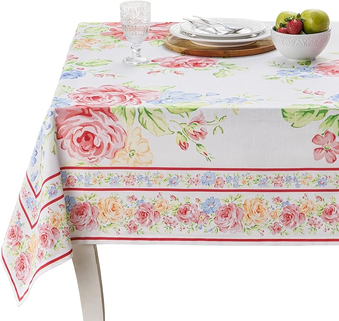 Maison d' Hermine Table Cloth Rectangle Table 100% Cotton 60 x 108 Inches Tablecloth Reusable Decorative for Dining Room Farmhouse Home Valentines Day Decorations Spring Summer - Vintage Floral