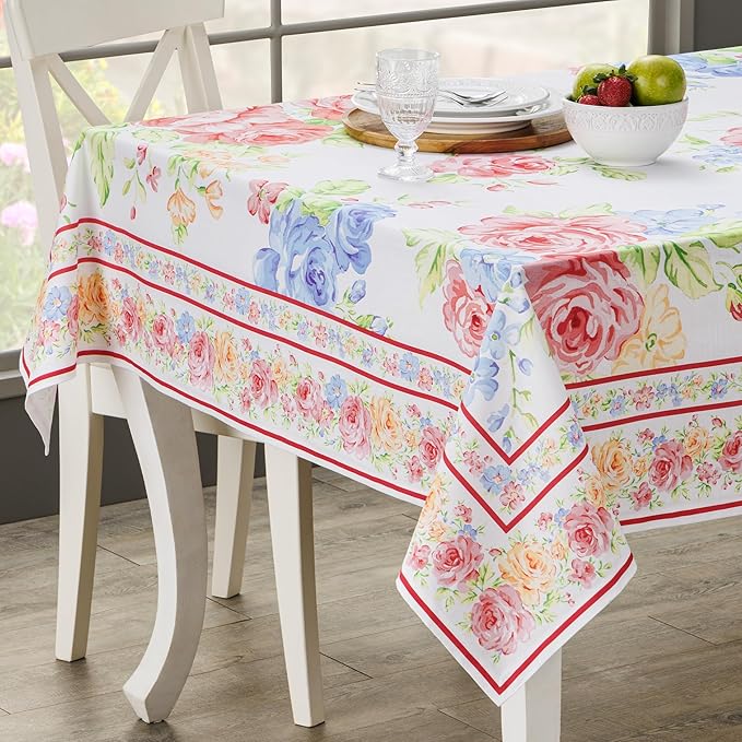 Maison d' Hermine Table Cloth Rectangle Table 100% Cotton 60 x 120 Inches Tablecloth Reusable Decorative for Dining Room Farmhouse Home Valentines Day Decorations Spring Summer - Vintage Floral
