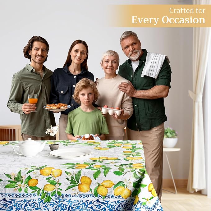 Maison d' Hermine Table Cloth Rectangle Table 100% Cotton 70 x 140 Inches Tablecloth Reusable Decorative for Dining Room Farmhouse Home Valentines Day Decorations Spring Summer - Cedrat