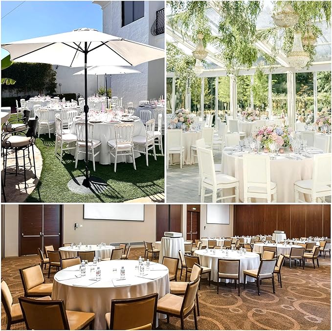8 Pack Round Tablecloth 120 Inch Cloth White Tablecloth for Round Tables, Washable Polyester Table Cloth Stain and Wrinkle Resistant Decorative Table Cover for Wedding Party Dining Banquet