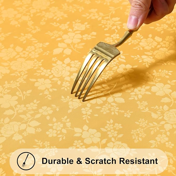 Smiry Square Table Cloth, Waterproof Heavy Duty Vinyl Tablecloths, Wipeable Washable Table Cover for Kitchen and Dining Room (Mustard Yellow, 54" X 54")