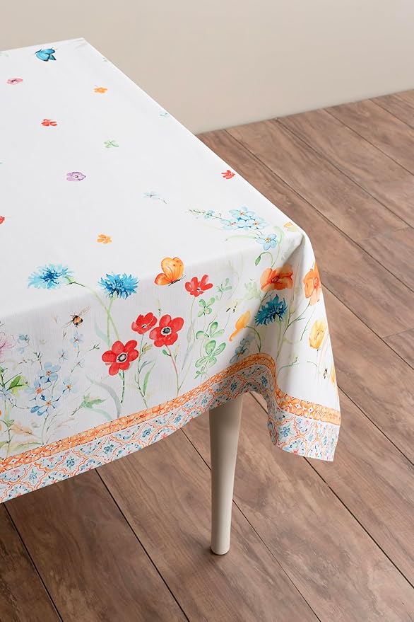 Maison d' Hermine Table Cloth Rectangle Table 100% Cotton 70 x 90 Inches Tablecloth Reusable Decorative for Dining Room Farmhouse Home Valentines Day Decorations Spring Summer - Summer Whisper