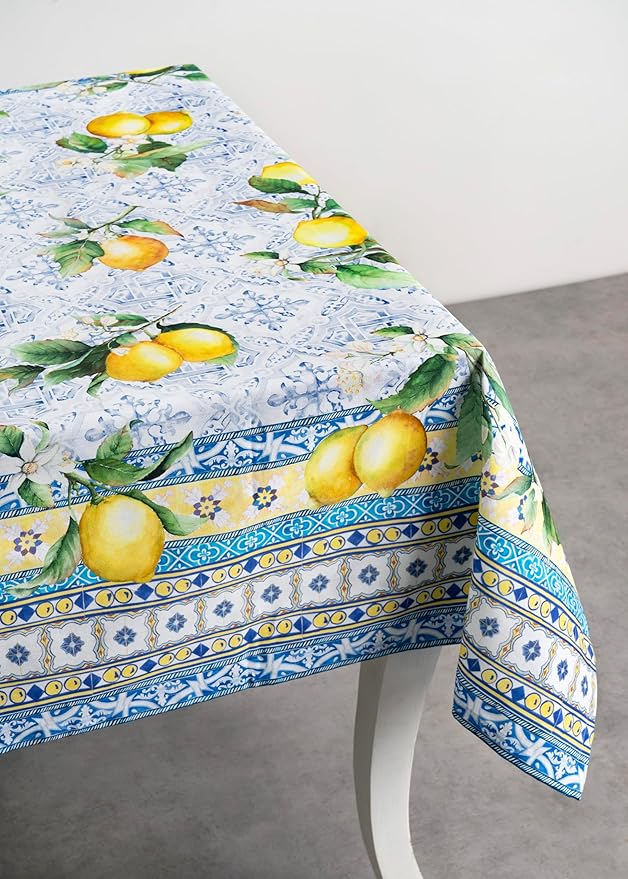 Maison d' Hermine Table Cloth Rectangle Table 100% Cotton 70 x 108 Inches Tablecloth Reusable Decorative for Dining Room Farmhouse Home Valentines Day Decorations Spring Summer - Citrus