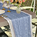 4 Pack Dusty Blue Cheesecloth Table Runner Rustic Gauze 22x120 inch Long Table Runner for Wedding Bridal Shower Birthday Party Banquet Boho Decoration(#30)