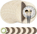 13-Inch Faux Leather Round Placemats Set of 12, Waterproof Anti-Slip Dual Sided Place mats, Heat Resistant Washable Table Mats with Coaster, Suitable for Indoor & Outdoor (12, Beige Dark Coffee)