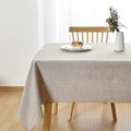 JIUZHEN Faux Linen Farmhouse Tablecloth Rectangular, Wrinkle Stain Resistant Table Cloth Rectangle Table Cover for Kitchen Dining, Holiday Party Dinner, Stone, 60 x 140 Inch