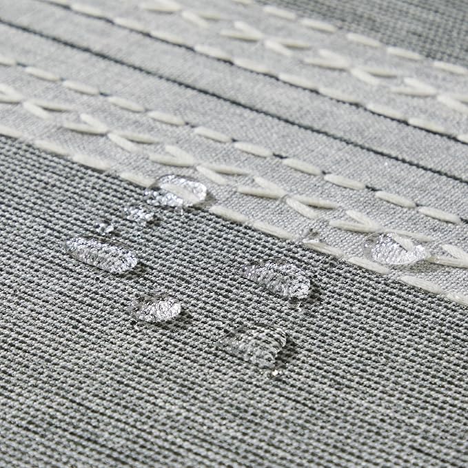 ZeeMart Contrast Linen Table Cloth Rectangle Table Cloths 52x70 Inch Mid-Stripe Grey, Farmhouse Style Heavy Weight Grey Tablecloth, Water Resistant Burlap Tablecloths