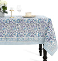 CPC Tablecloth 100% Cotton 72x140 Inch Indian Block Print Rectangle Table Cover, Blue Table Cloth for Weddings, Spring/Summer, Barbeque - Indigo Blue