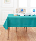 Solino Home Linen Square Tablecloth 52 x 52 Inch - 100% Pure Linen Teal Table Throw - Classic Hemstitch, Machine Washable Table Cloth