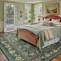 9x12 Rugs for Bedroom, Vintage Washable Rugs Non Slip Large Area Rug for Living Room Dining Room Office, Floor Decoration Big Rug Carpet Low-Pile Kid & Pet Friendly(Dark Green