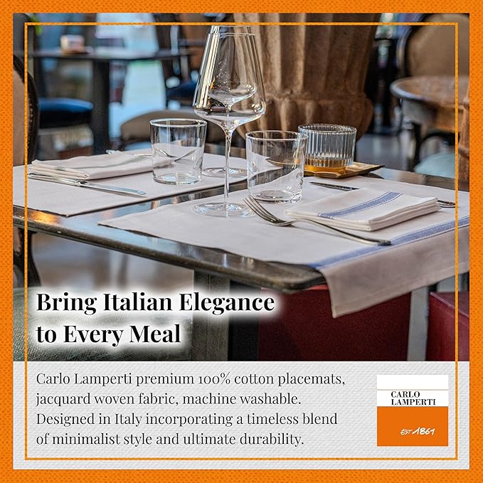 Premium Cloth Striped Placemats Set of 4 – 100% Soft Durable Jacquard Woven Cotton Table Placemats with Stain-Release Fabric – Machine Washable for Dining Table – Grey, 20"x14"