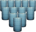 Vintage Hobnail Drinking Glasses Set of 12, 15oz Textured Tumblers - Embossed Blue Bar Glasses for Cocktails, Beer, Whiskey, Dishwasher-Safe Highball Cups for Kitchen, Juice & Mixed Drinks