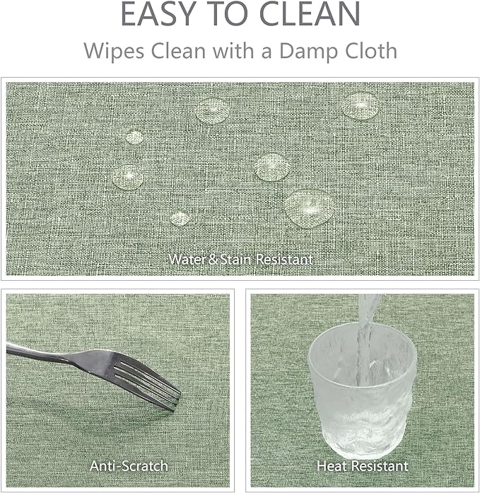 Rectangle Tablecloth Linen Textured Waterproof & Stain Resistant Table Cloth Wrinkle Free Decorative Fabric Farmhouse Table Cover for Dining/Party/Buffet/Wedding, 60 x 120 Inch, Sage Green