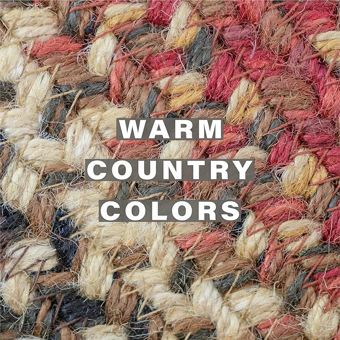 Homespice Chester Round Braided Placemats, Warm Lodge and Cabin Decor, Set of 2, 15" Red Jute Table Mats - Vibrant Colors, Durable, Easy to Clean and Protects Furniture