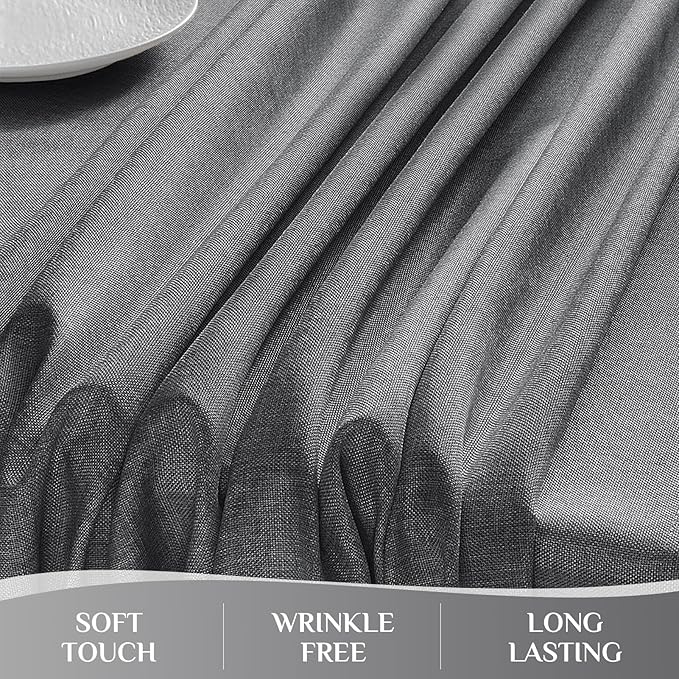 Softalker Large Rectangular Table cloth 120 x 60 inch Grey Linen Textured Tablecloth Outdoor Waterproof, Stain and Wrinkle Resistant, Extra Lang Table Cloths for 6/8 foot Rectangle Tables Decor Garden