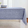 Solino Home Linen Tablecloth 60 x 120 Inch - 100% Pure Linen Chambray Indigo Table Cloth for Rectangle Tables - Athena, Machine Washable Tablecloth for Spring, Easter