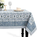 CPC Ocean Vine Tablecloth 100% Cotton 60x60 Inch Indian Block Print Rectangle Table Cover, Table Cloth for Gifting in Weddings, Halloween, Fall, Christmas, Thanksgiving