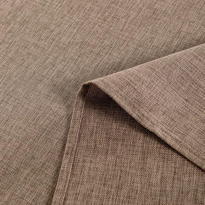 Hiasan Faux Linen Rectangle Tablecloth - Wrinkle and Stain Resistant Washable Table Cloth for Kitchen Dining Room Holiday Table Cover for Dinner, Khaki, 60 x 140 Inch