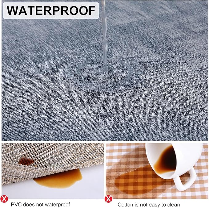 homing Faux Leather Heat Resistant Placemats 8 Packs, Waterproof Wipeable Dining PU Place Mats for Indoor & Outdoor, Easy to Clean, Denim Blue