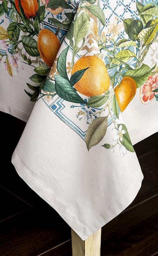 Maison d' Hermine Table Cloth Rectangle Table 100% Cotton 54 x 72 Inches Tablecloth Reusable Decorative for Dining Room Farmhouse Home Valentines Day Decorations Spring Summer - Agrume