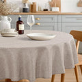 JIUZHEN Round Table Cloth Faux Linen Farmhouse Tablecloth Wrinkle and Stain Resistant Decorative Fabric Table Cover for Kitchen, Dining Room, Parties and Camping, Stone, 80 Inch Round