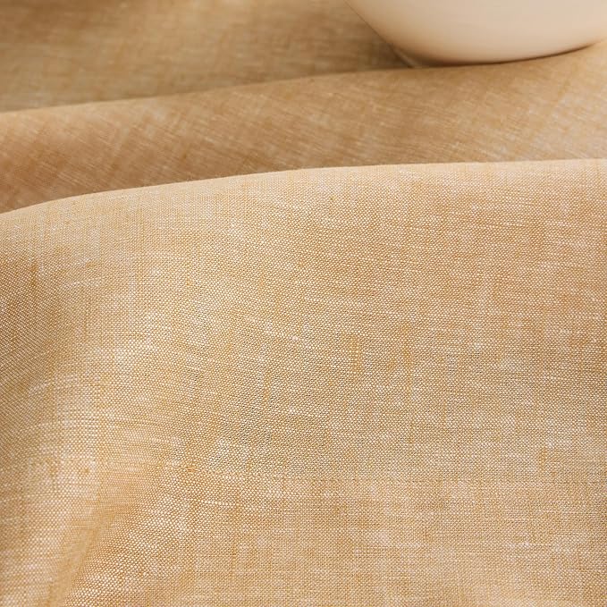 Solino Home Linen Cloth Tablecloth 52 x 52 Inch - 100% Pure Linen Golden Nugget Square Tablecloth - Athena, Machine Washable Table Throw for Spring, Easter
