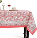 CPC Tablecloth 100% Cotton 70x108 Inch Indian Block Print Rectangle Table Cover, Pink Table Cloth for Weddings, Thanksgiving and Christmas - Pink Coral