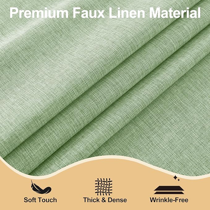 JIUZHEN Rectangle Table Cloth 54 x 108 Inch, Faux Linen Farmhouse Tablecloth Wrinkle and Stain Resistant Decorative Fabric Table Cover for Kitchen, Dining Room, Parties and Camping, Sage Green