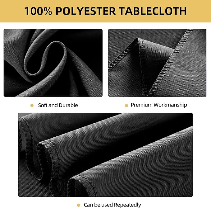 6-Pack Round 90-inch Grey Table Cloths, Solid Stain and Wrinkle Resistant Circular Tablecloth, Premium Plain Weave Polyester Fabric Table Linen Covers for Hotel, Banquet